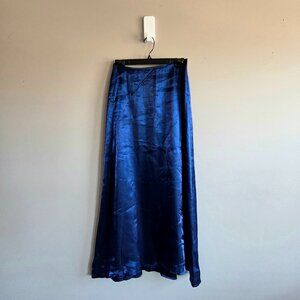 Vintage Fair Weather satin dark blue maxi skirt.